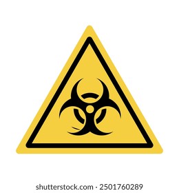 Danger warning board icon, biological hazard. Caution and dangerous area. Yellow sign for safety, hazard shock. Keep out caution warning and risk zone. Vector cartoon illustration