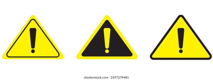 Danger warning board icon. Caution and dangerous area. Yellow sign for safety, hazard shock. Keep out caution warning and risk zone. Vector cartoon illustration. EPS 10