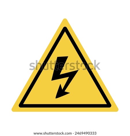 Danger warning board icon. Caution and dangerous area. Yellow sign for safety, hazard shock. Keep out caution warning and risk zone. Vector cartoon illustration