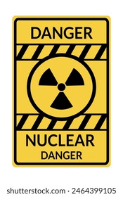 Danger warning board icon, radiation danger. Caution and dangerous area. Yellow sign for safety, hazard shock. Keep out caution warning and risk zone. Vector cartoon illustration