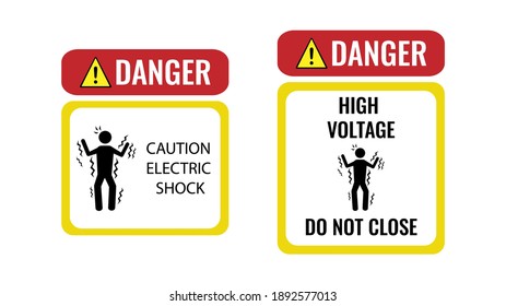 Peligro advertencia advertencia precaución símbolo de impacto eléctrico aislado en blanco, fácil de editar ilustración vectorial. 