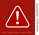 Danger, Warning, Caution. Hazard Signs and Symbols. Vector Icons