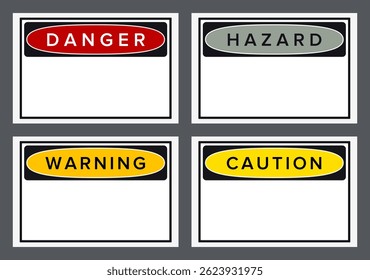 Peligro, Advertencia, Precaución. Señales y símbolos de peligro. Iconos del vector