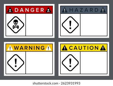 Peligro, Advertencia, Precaución. Señales y símbolos de peligro. Iconos del vector
