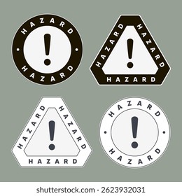 Danger, Warning, Caution. Hazard Signs and Symbols. Vector Icons