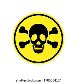 Danger warning circle yellow sign. Radiation sign, Toxic sign and Bio hazard vector icon isolated on white background.