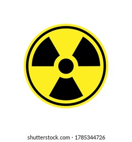 Signo amarillo de círculo de advertencia de peligro. Signo de radiación, signo tóxico e icono del vector de peligro biológico aislado en fondo blanco.