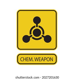 Signo amarillo de círculo de advertencia de peligro. Icono del vector de signo de arma química. Aislado en un fondo en blanco, modificable y cambiable.