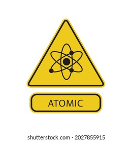 Danger warning circle yellow sign. Atomic sign vector icon. Isolated on a blank, editable and changeable background.