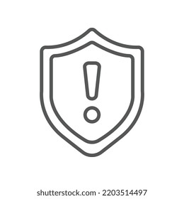 Danger Warning Error Alert Sign in badge style, Security shield exclamation mark for website, logo, app, UI. Guard, attention, warning icon Vector illustration filled outline style. EPS10