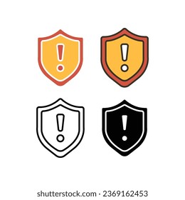 Estilo de identificación de alerta de error de advertencia de peligro, signo de exclamación de escudo de seguridad para sitio web, logotipo, aplicación, interfaz de usuario. Protector, atención, icono de advertencia Icono Ilustración del vector. Diseño en fondo blanco. EPS10