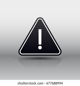 Danger warning icon Black with shadow. Vector illustration. Isolated on gray background. For your design.