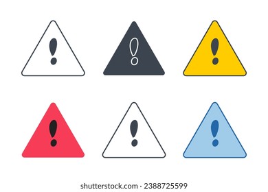 Danger warning icon collection with different styles. Exclamation Mark icon symbol vector illustration isolated on white background