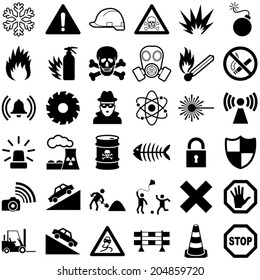 Danger And Warning Icon Collection - Vector Illustration 