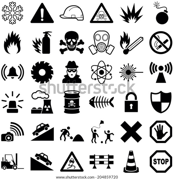 Danger
and Warning icon collection - vector illustration
