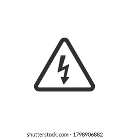 Danger warning icon. Risk sign. Sign of lightning. Electricity icon. Over voltage. Transformer pictogram. Alert sign. Danger sign. Electrical safety. High voltage. Charging icon. Thunderbolt. 
