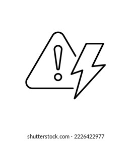 Danger warning icon. Risk sign. Sign of lightning. Electricity icon. Over voltage. Transformer pictogram. Alert sign. Danger sign. Electrical safety. High voltage. Charging icon. Thunderbolt.