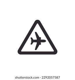 Danger warning icon. Danger warning. Risk sign. Information sign. Alert sign. Alarm sign. Triangle. Notice icon. Notification mark. Airplane icon. Airport icon. Flight zone. Flying warning. Jet plane