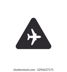 Danger warning icon. Danger warning. Risk sign. Information sign. Alert sign. Alarm sign. Triangle. Notice icon. Notification mark. Airplane icon. Airport icon. Flight zone. Flying warning. Jet plane