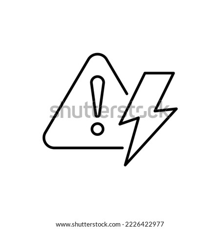 Danger warning icon. Risk sign. Sign of lightning. Electricity icon. Over voltage. Transformer pictogram. Alert sign. Danger sign. Electrical safety. High voltage. Charging icon. Thunderbolt.
