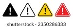 Danger warning icon set. alert triangle warn sign in black, yellow, and red color. exclamation sign. 