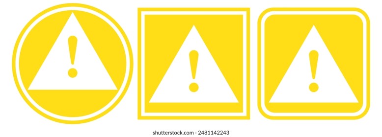 Danger warning icon set. alert triangle warn sign in black, yellow, and red color. exclamation sign.