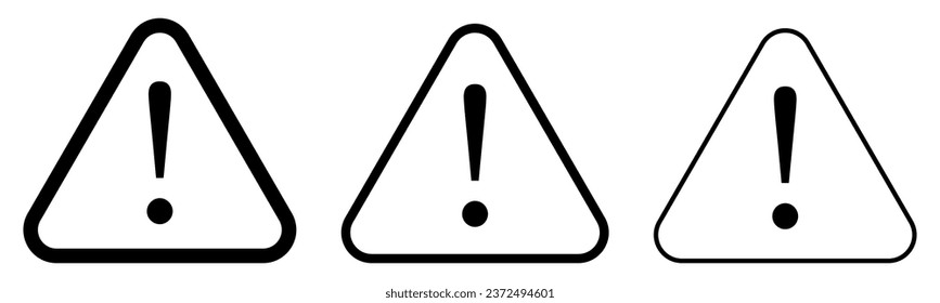 Danger warning icon set. Attention signs. Vector illustration isolated on white background

