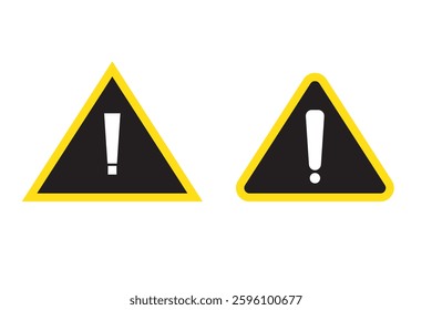 Danger warning icon set. Exclamation sign.