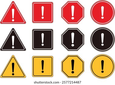 Danger warning icon set. danger and warning signs. exclamation mark icon
