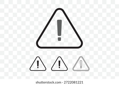 Conjunto de iconos de peligro y advertencia. Icono de triángulo de peligro de advertencia en el conjunto de líneas aislado en fondo transparente App de Vectores peligrosos y material de Sitio web en estilo de moda. Concepto de seguridad primero.