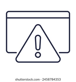 Icono de advertencia de peligro. Mensaje de error de software. Símbolo de línea de signo de exclamación. Alerta de error del sistema en la pantalla de un equipo. Signo de riesgo. Trazo de Vector editable. Píxel perfecto.