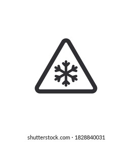 Danger warning icon. Danger warning. Vector icon. Risk sign. Information sign. Alert sign. Alarm sign. Attention snowfall. Snowflake icon. Frost symbol. Refrigerator icon. Ice mark. Precipitation 