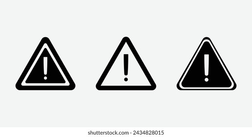 Danger warning icon. Danger warning. Vector icon. Risk sign. Information sign. Exclamation icon. Alert sign. Alarm sign. Error message. Important message. Triangle. Notice icon. Notification mark.