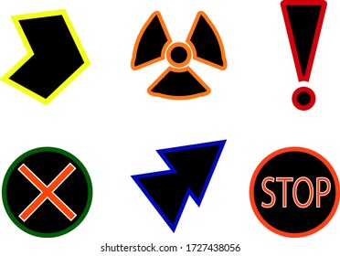 Danger and warning icons set great for any use. Vector EPS10.Minimalism.