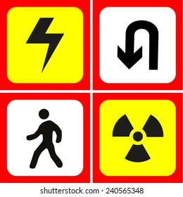 Danger and warning icons set great for any use. Vector EPS10.