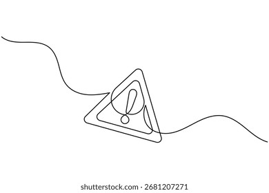 Sinal de aviso de perigo ponto de exclamação triângulo um desenho de linha e estilo minimalista isolar contorno vetor ilustração