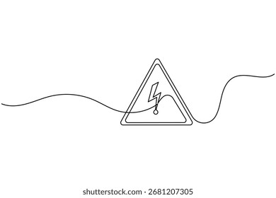 Sinal de aviso de perigo ponto de exclamação triângulo um desenho de linha e estilo minimalista isolar contorno vetor ilustração