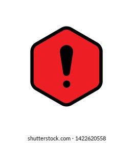 Danger or Warning Sign Hexagon Vector Icon Design Template
