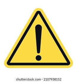 Peligro o signo de advertencia. Imagen de un punto de exclamación en un triángulo naranja con un borde negro. Vector aislado sobre fondo blanco puro.