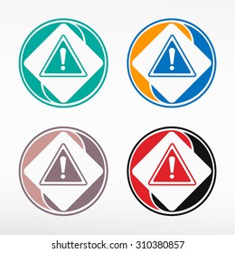 Danger warning sign - round color set. Web icon element.