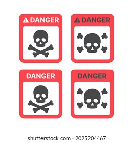 Danger warning sign with skull and crossbones. Poison, toxic or biohazard icon.