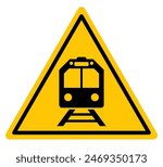 danger warning sign train railways transportation yellow printable template flat design icon public sign transparent background