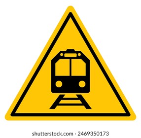 danger warning sign train railways transportation yellow printable template flat design icon public sign transparent background