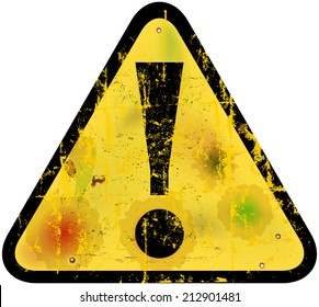 Danger warning sign w. exclamation mark, vector illustration