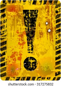 Danger warning sign w. exclamation mark, fictional artwork vector illustration