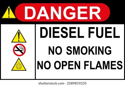 danger warning sign,Flammable material diesel fuel sign