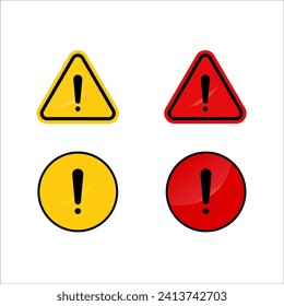 Danger warning signs are red and yellow with an exclamation mark in the middle