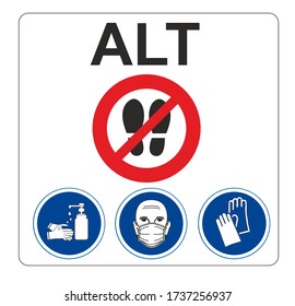 DANGER AND WARNING SYMBOLS STOP AND ALT PROHIBITION