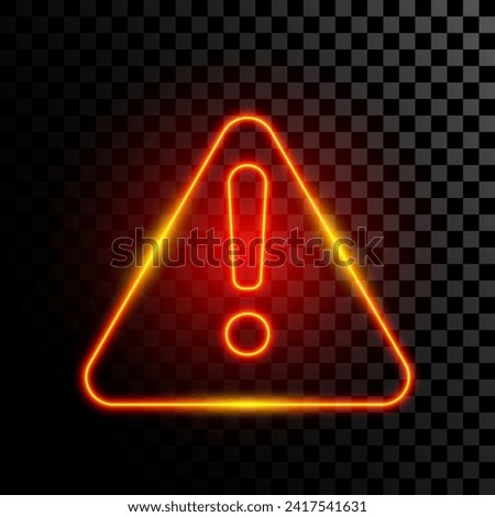 Danger warning triangle, neon sign, isolated, vector illustration.