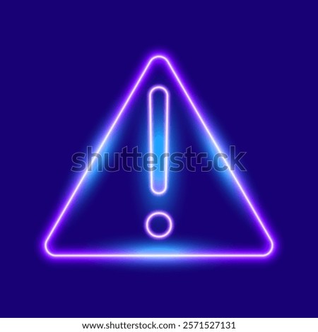 Danger warning triangle, neon sign, isolated, vector illustration.